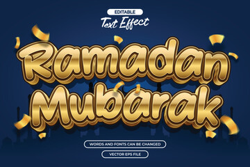 Ramadan mubarak editable text effect with gold texture text
