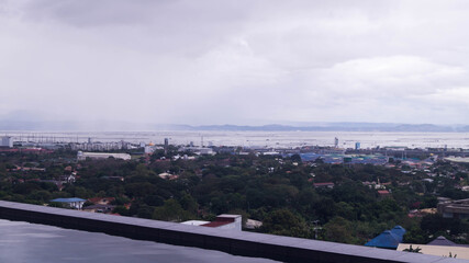 Fototapeta premium A photograph of the top view of the Muntinlupa City from a building or a view of the city. Taken from Alabang, Muntinlupa City, Philippines.