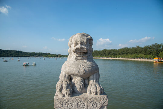 Stone Lion Statue at Summer Palace, Beijing China