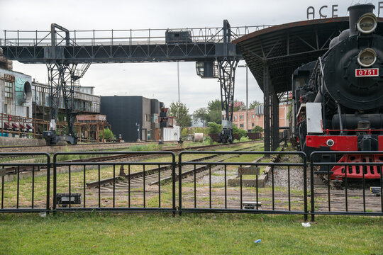 Beijing 798 Art District Railway Yard with Vintage Steam Locomotive