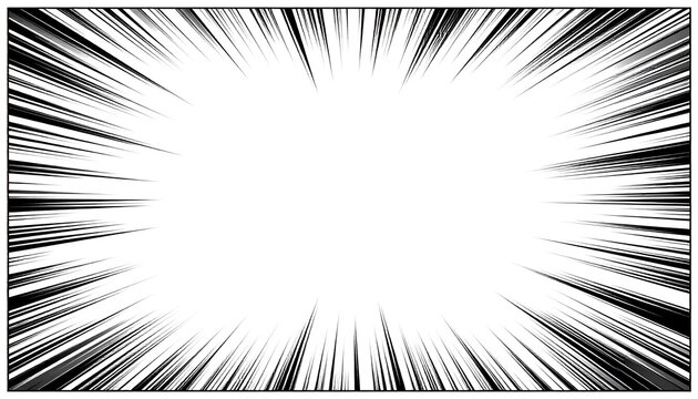 Black radiating lines on a white field, creating a comic book style speed effect