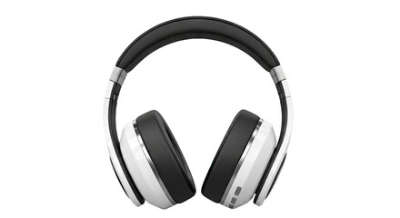 White and Black Over-Ear Headphones with Silver Accents