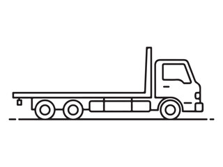 Flatbed Tow Truck Line Art Illustration