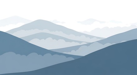 Obraz premium Serene mountain landscape with layers of hills and clouds