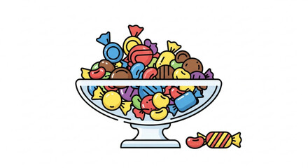 Colorful candies in a bowl with two sweets on the side sweet treats and desserts