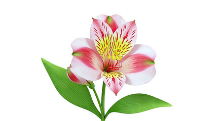 Fototapeta premium Pink Alstroemeria Flower with Yellow and Red Markings
