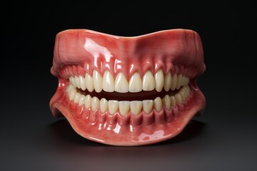 Obraz premium Dental model showing full set of healthy teeth and gums in an open mouth
