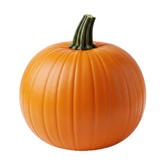 Obraz premium Whole orange pumpkin with green stem isolated on transparent background for halloween