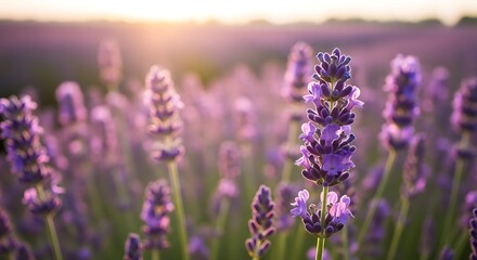 Obraz premium Lavender field at sunset