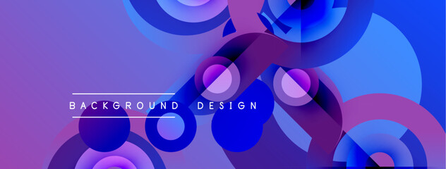 Fototapeta premium Abstract purple, blue gradients. Overlapping circles create dynamic visual effect. Modern design elements present.