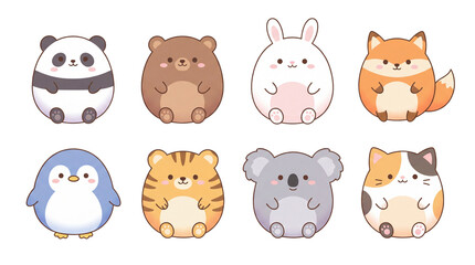 Cute Kawaii Animal Characters Collection.