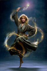 Zauberin mit Zauberstab - mit generativer KI MIdjourney erstellt