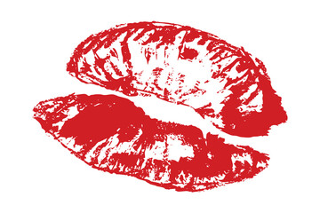 Fototapeta premium Lipstick kiss mark Romantic lip print Imprint of lips kiss Sexy lips makeup Female mouth Love symbol Design element for beauty fashion poster Valentines Day wedding