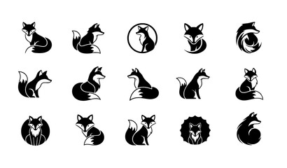 Obraz premium Wild Fox Silhouette Collection Dynamic Animal Vector Set