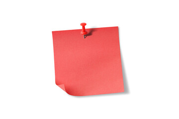 Sticky note reminder. Post it note paper. Red sheets for notes isolated with clipping path on background.