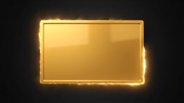 Golden rectangle with glowing edge on dark background