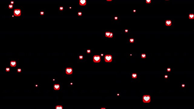 Falling red hearts animation on transparent background, falling red hearts particle effect best for Valentines Day, wedding anniversary, love, motion graphic video animation.