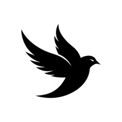 Obraz premium Flying Bird In Side View With Smooth Wings And Freedom Nature Theme On white Background Line Art Vector illustration