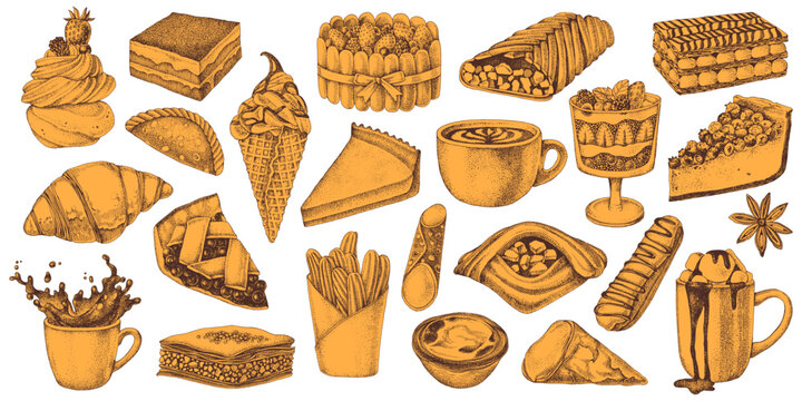 Pastry hand drawn vector collection