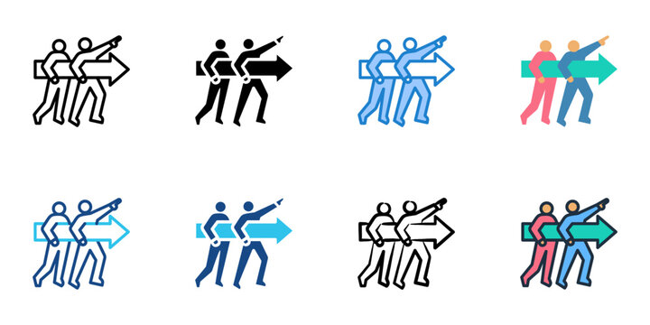 Leading by Example icons set multiple style collection. Editable stroke 
