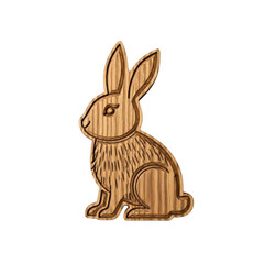 Fototapeta premium Detailed wooden rabbit illustration with intricate texture and design isolated on transparent background