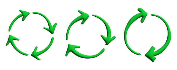Obraz premium Set of 3d recycle arrow icon Recycling resources symbol Reuse of materials, zero waste, green environment, saving the planet