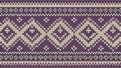 knit pattern border diamond motifs cozy winter atmosphere vector background 