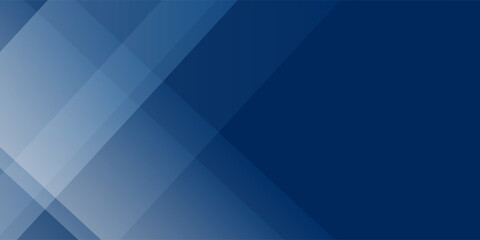 Modern abstract illustration featuring layered dark blue gradient background with translucent geometric shapes and diagonal lines creating depth and movement. Minimalistic vector design template.