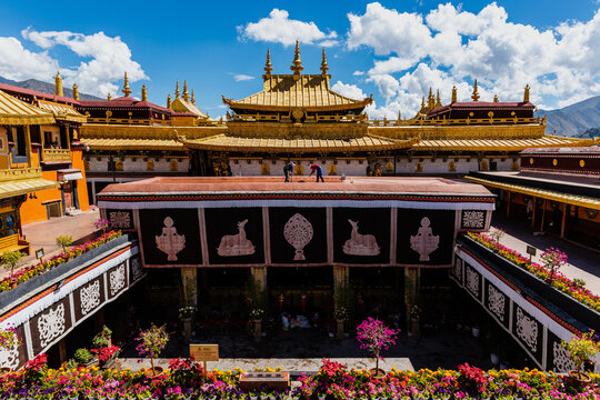 Jokhang Temple Lhasa Tibet Golden Roof Architecture