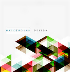 Fototapeta premium Abstract geometric pattern. Colorful triangles create dynamic visual texture. Modern design element for backgrounds, presentations.