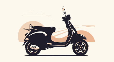 Obraz premium Black scooter against sunset background Ai Generated
