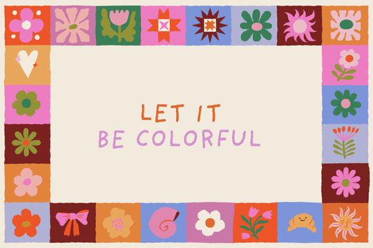 Vector whimsical illustrations in hand drawn doodle imperfect edges and wavy shapes, abstract dopamine art decor and design elements for posters, prints and cards, folk naive art