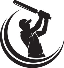 Cricket Batsman Silhouette &ndash; Powerful Batting Sports Logo Design