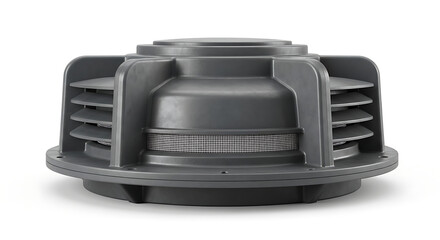 Obraz premium Close-up shot of a gray plastic air filter or vent with a mesh screen