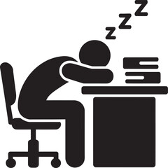 Sleeping at Desk Icon &ndash; Tired Office Worker Burnout Symbol