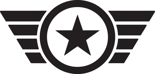 Winged Star Emblem Icon &ndash; Military Rank Aviation Badge Symbol