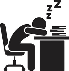 Sleeping Office Worker Icon &ndash; Desk Fatigue Burnout Illustration
