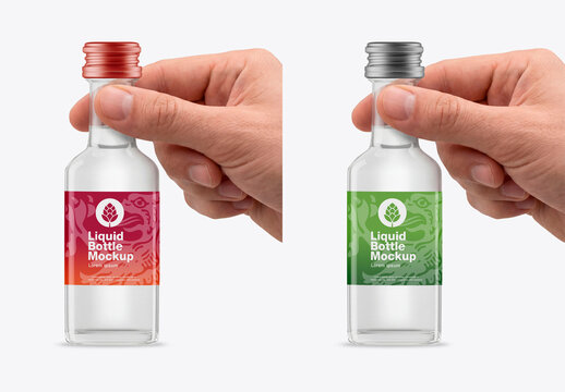 Glass bottle held by hand