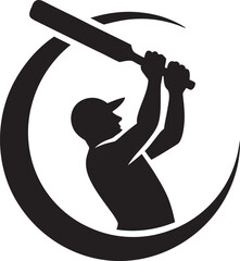 Cricket Batsman Swing Silhouette &ndash; Powerful Sports Action Logo Design