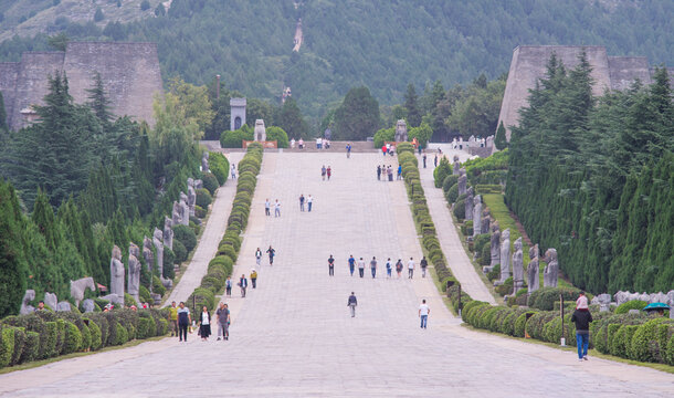 Qianling Mausoleum Sacred Pathway with Stone Statues and Mountain Views, Xi'an