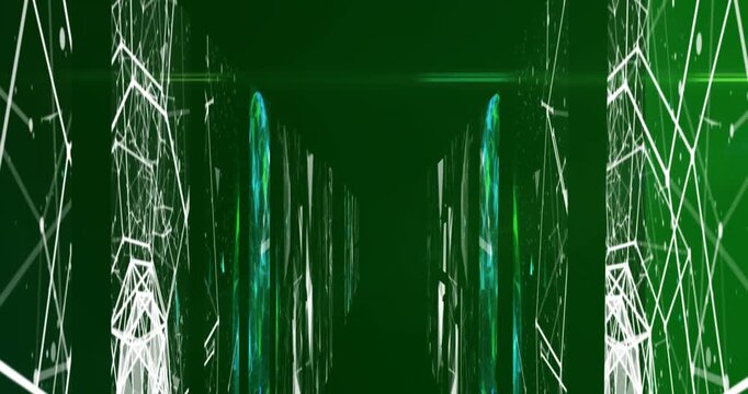 Animation of data processing over green background