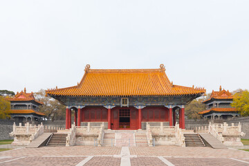 Shenyang Imperial Tomb Temple with Golden Roof and Red Doors, China