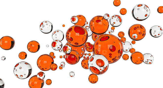 Orange and White Spheres with Internal Bubbles