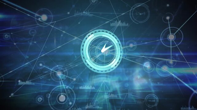 Animation of clock over network of connections and over clock