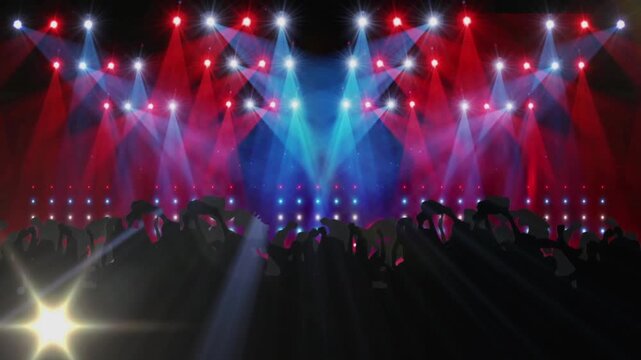 Animation of people dancing over light spots