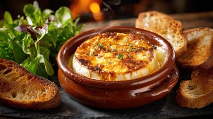 Baked Saint-Marcellin Cheese in Terracotta Dish