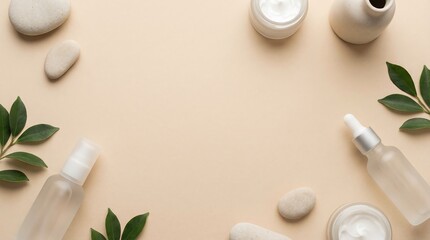 Neutral Light Beige Background Banner For Minimalist Skincare Branding