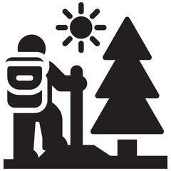 Hiking Glyph Icon