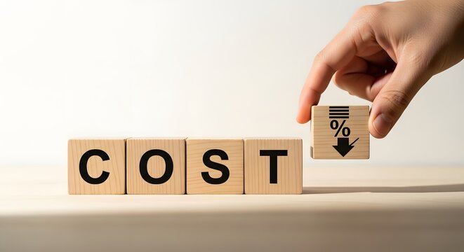 Reducing business expenses concept with wooden blocks