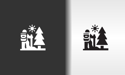 Hiking Vector, Icon Or Logo Sign Isolated Symbol Illustration